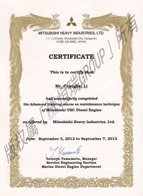 Mitsubishi UEC Engines certificate-1